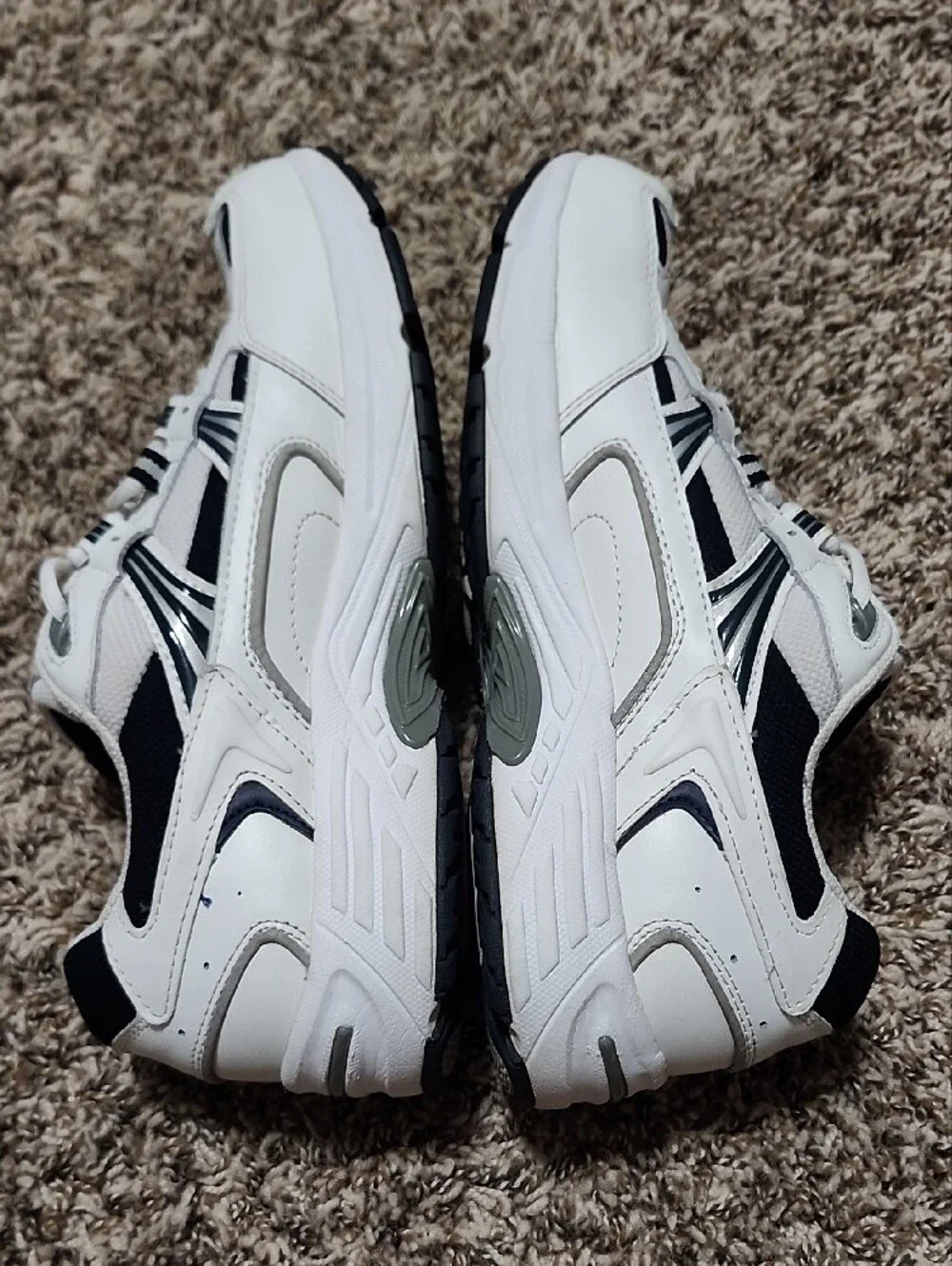 Vionic Men’s Classic Walker Leather Orthotic Sneakers White Navy Comfort Size 11